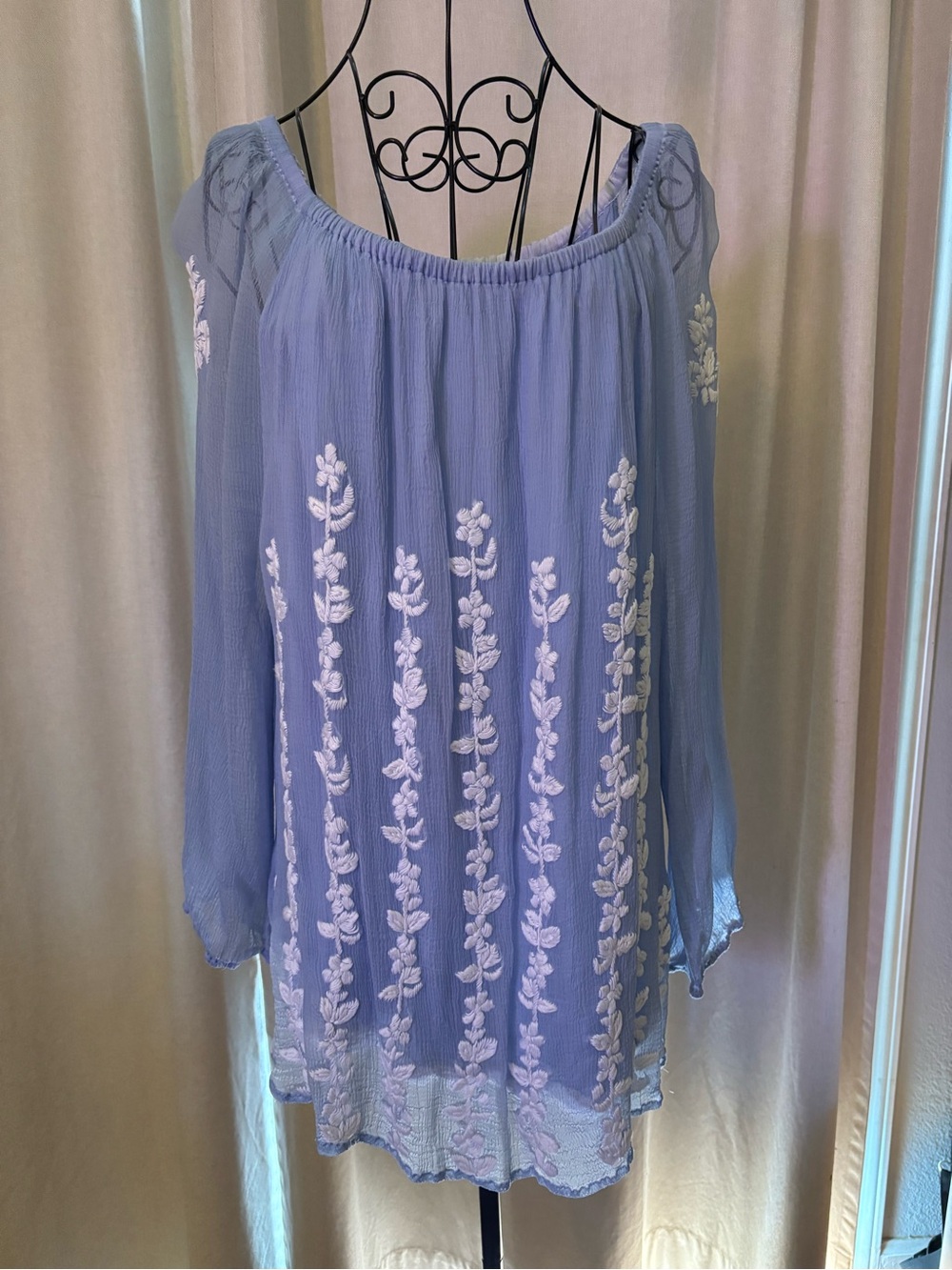 Light blue Embroidered Tunic Top